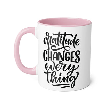 Faith Culture - Gratitude Changes Everything - Christian Thanksgiving Accent Mug, 11oz Pink 11oz