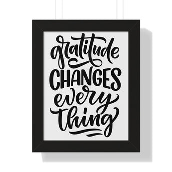 Faith Culture - Gratitude Changes Everything - Christian Thanksgiving Wall Art 11" x 14" Black
