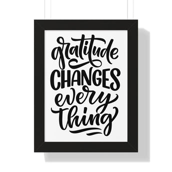 Faith Culture - Gratitude Changes Everything - Christian Thanksgiving Wall Art 12″ x 16″ Black