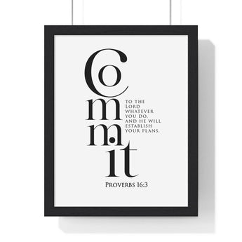 Faith Culture - Guided Steps - Proverbs 16:3 - Christian Wall Art 11″ x 14″ Black