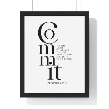 Faith Culture - Guided Steps - Proverbs 16:3 - Christian Wall Art 11″ x 14″ Black