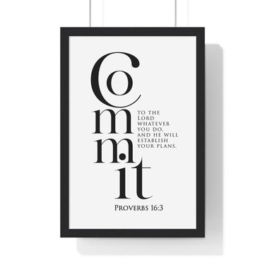Faith Culture - Guided Steps - Proverbs 16:3 - Christian Wall Art 12″ x 18″ Black
