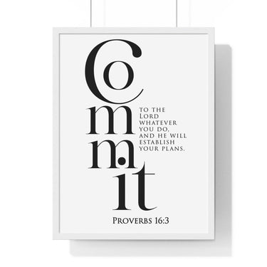 Faith Culture - Guided Steps - Proverbs 16:3 - Christian Wall Art 18″ x 24″ White
