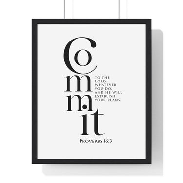 Faith Culture - Guided Steps - Proverbs 16:3 - Christian Wall Art 16" x 20" Black