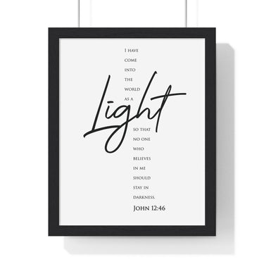 Faith Culture - Guiding Light - John 12:46 - Christian Wall Art 11″ x 14″ Black