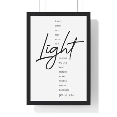 Faith Culture - Guiding Light - John 12:46 - Christian Wall Art 12″ x 18″ Black