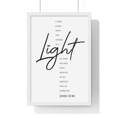 Faith Culture - Guiding Light - John 12:46 - Christian Wall Art 12″ x 18″ White