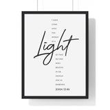 Faith Culture - Guiding Light - John 12:46 - Christian Wall Art 18″ x 24″ Black