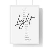 Faith Culture - Guiding Light - John 12:46 - Christian Wall Art 18″ x 24″ White