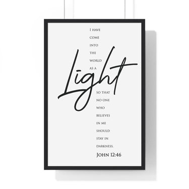 Faith Culture - Guiding Light - John 12:46 - Christian Wall Art 20" x 30" Black