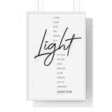 Faith Culture - Guiding Light - John 12:46 - Christian Wall Art 20" x 30" White