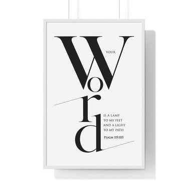 Faith Culture - Guiding Light - Psalm 119:105 - Christian Wall Art 24″ x 36″ White