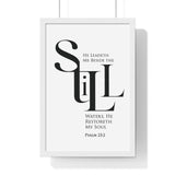 Faith Culture - "He Leads Me Beside Quiet Waters" - Psalm 23:2 Christian Vertical Framed Wall Art 12″ x 18″ White