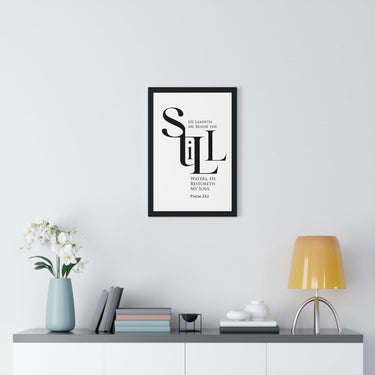 Faith Culture - "He Leads Me Beside Quiet Waters" - Psalm 23:2 Christian Vertical Framed Wall Art
