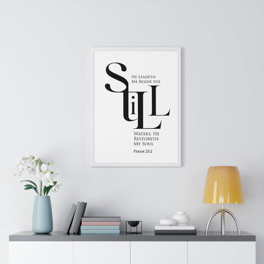 Faith Culture - "He Leads Me Beside Quiet Waters" - Psalm 23:2 Christian Vertical Framed Wall Art