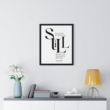 Faith Culture - "He Leads Me Beside Quiet Waters" - Psalm 23:2 Christian Vertical Framed Wall Art