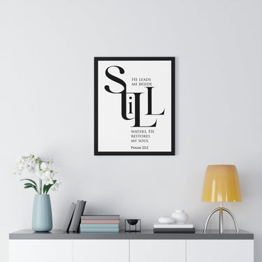 Faith Culture - "He Leads Me Beside Quiet Waters" - Psalm 23:2 Christian Vertical Framed Wall Art