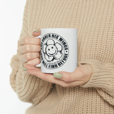 Faith Culture - He Will Cover You with His Feathers - Psalm 91:4 Christian Ceramic Coffee Mug, 11oz 11oz
