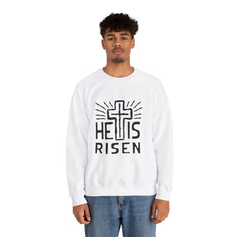Faith Culture - He is Risen - Christian Unisex Heavy Blend™ Crewneck Sweatshirt White