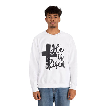Faith Culture - He is Risen - Christian Unisex Heavy Blend™ Crewneck Sweatshirt White