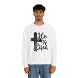Faith Culture - He is Risen - Christian Unisex Heavy Blend™ Crewneck Sweatshirt White