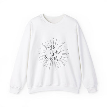 Faith Culture - He is Risen - Christian Unisex Heavy Blend™ Crewneck Sweatshirt White