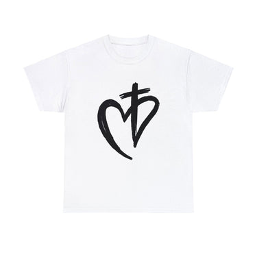 Heart and the Cross Unisex Heavy Cotton Tee White