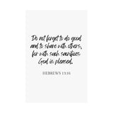 Faith Culture - Hebrews 13:16 Poster -Do Good and Share Decor and Christian Wall Art
