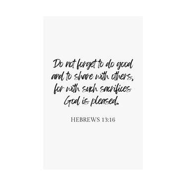 Faith Culture - Hebrews 13:16 Poster -Do Good and Share Decor and Christian Wall Art