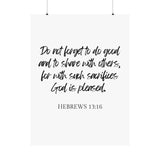 Faith Culture - Hebrews 13:16 Poster -Do Good and Share Decor and Christian Wall Art