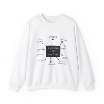 Faith Culture - IAM Affirmations -Christian Unisex Heavy Blend⢠Crewneck Sweatshirt White
