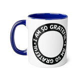 Faith Culture - I Am So Grateful - Christian Thanksgiving Accent Mug, 11oz Blue 11oz