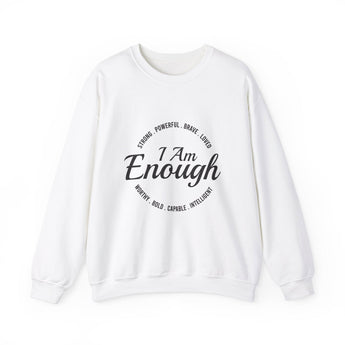 Faith Culture - I am Enough - Christian Unisex Heavy Blend™ Crewneck Sweatshirt White