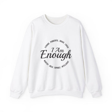 Faith Culture - I am Enough - Christian Unisex Heavy Blend™ Crewneck Sweatshirt White