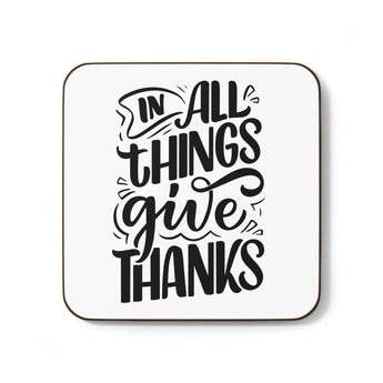 Faith Culture - In All Things Give Thanks - Christian Thanksgiving Coaster 3.5" × 3.5" Square Hardboard