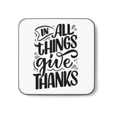 Faith Culture - In All Things Give Thanks - Christian Thanksgiving Coaster 3.5" × 3.5" Square Hardboard