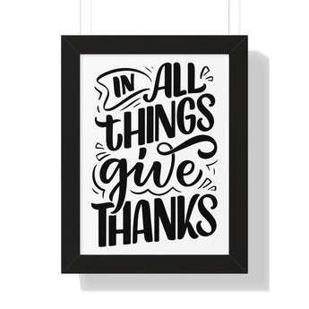 Faith Culture - In All Things Give Thanks - Christian Thanksgiving Wall Art 12″ x 16″ Black