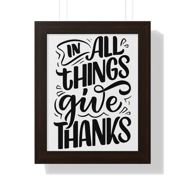 Faith Culture - In All Things Give Thanks - Christian Thanksgiving Wall Art 11" x 14" Walnut