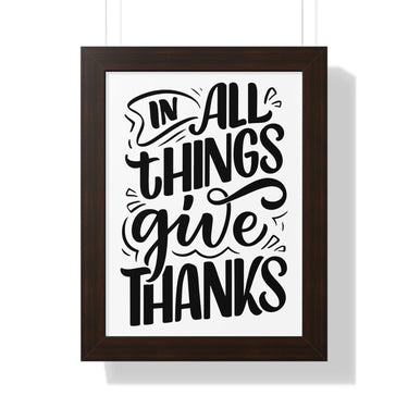 Faith Culture - In All Things Give Thanks - Christian Thanksgiving Wall Art 12″ x 16″ Walnut
