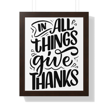 Faith Culture - In All Things Give Thanks - Christian Thanksgiving Wall Art 16″ x 20″ Walnut