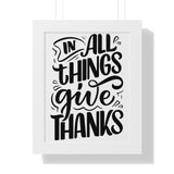 Faith Culture - In All Things Give Thanks - Christian Thanksgiving Wall Art 11" x 14" White