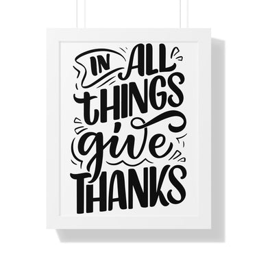 Faith Culture - In All Things Give Thanks - Christian Thanksgiving Wall Art 16″ x 20″ White