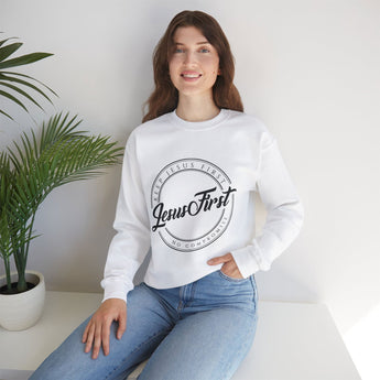 Faith Culture - Jesus First - Christian Unisex Heavy Blend™ Crewneck Sweatshirt White