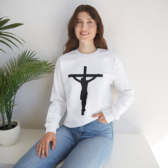 Faith Culture - Jesus on the Cross - Christian Unisex Heavy Blend™ Crewneck Sweatshirt White