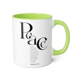 Faith Culture - John 14:27 - Christian Accent Coffee Mug (11oz) Light Green 11oz