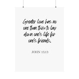 Faith Culture - John 15:13 - Greater Love Decor Christian Wall Art 36" x 48" Matte