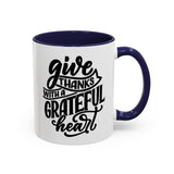 Faith Culture - Joy - Christian Thanksgiving Accent Coffee Mug, 11oz and 15oz 11oz Navy