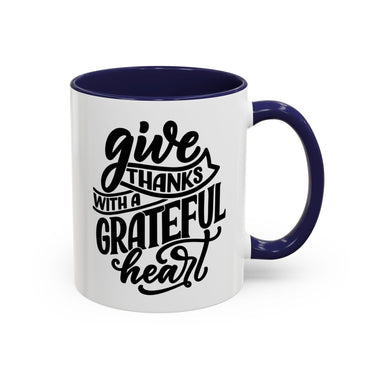 Faith Culture - Joy - Christian Thanksgiving Accent Coffee Mug, 11oz and 15oz 11oz Navy