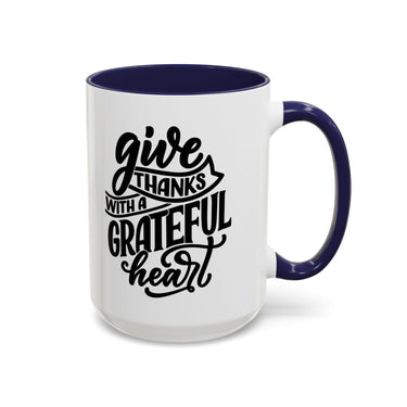 Faith Culture - Joy - Christian Thanksgiving Accent Coffee Mug, 11oz and 15oz 15oz Navy