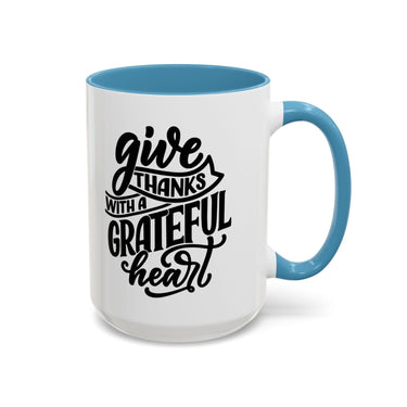 Faith Culture - Joy - Christian Thanksgiving Accent Coffee Mug, 11oz and 15oz 15oz Light Blue